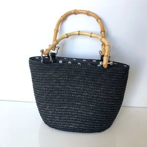 Black Mini Bag with Bamboo Handles